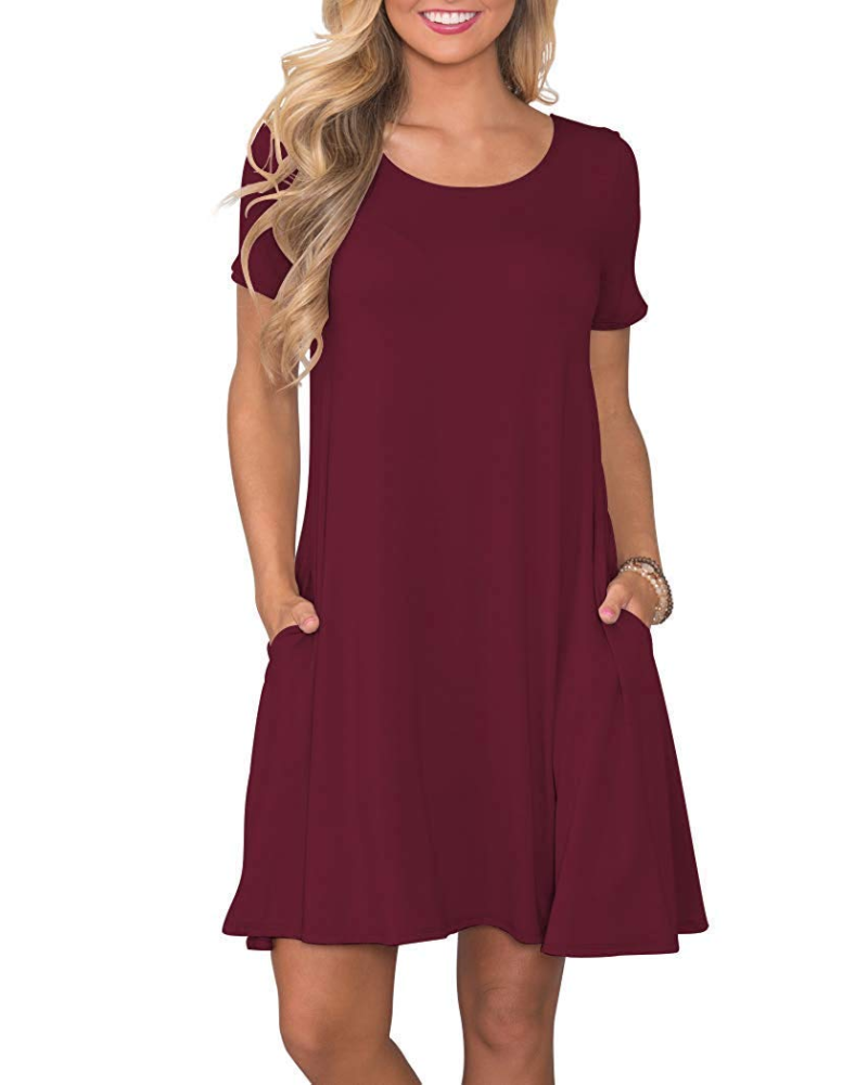 Mabel Robe T-Shirt Femme Été – Col Rond Manches Courtes & Poches