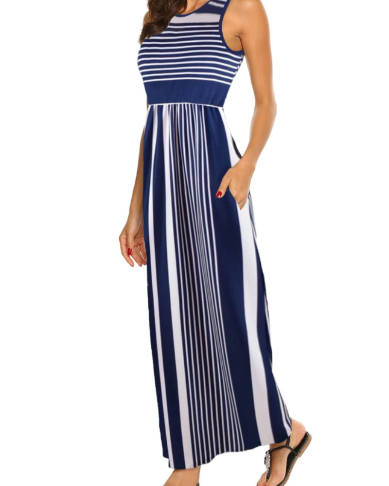 Lily Maxi Kjole til Kvinder Sommer – Boheme Tanktop med Elastisk Talje og Lommer