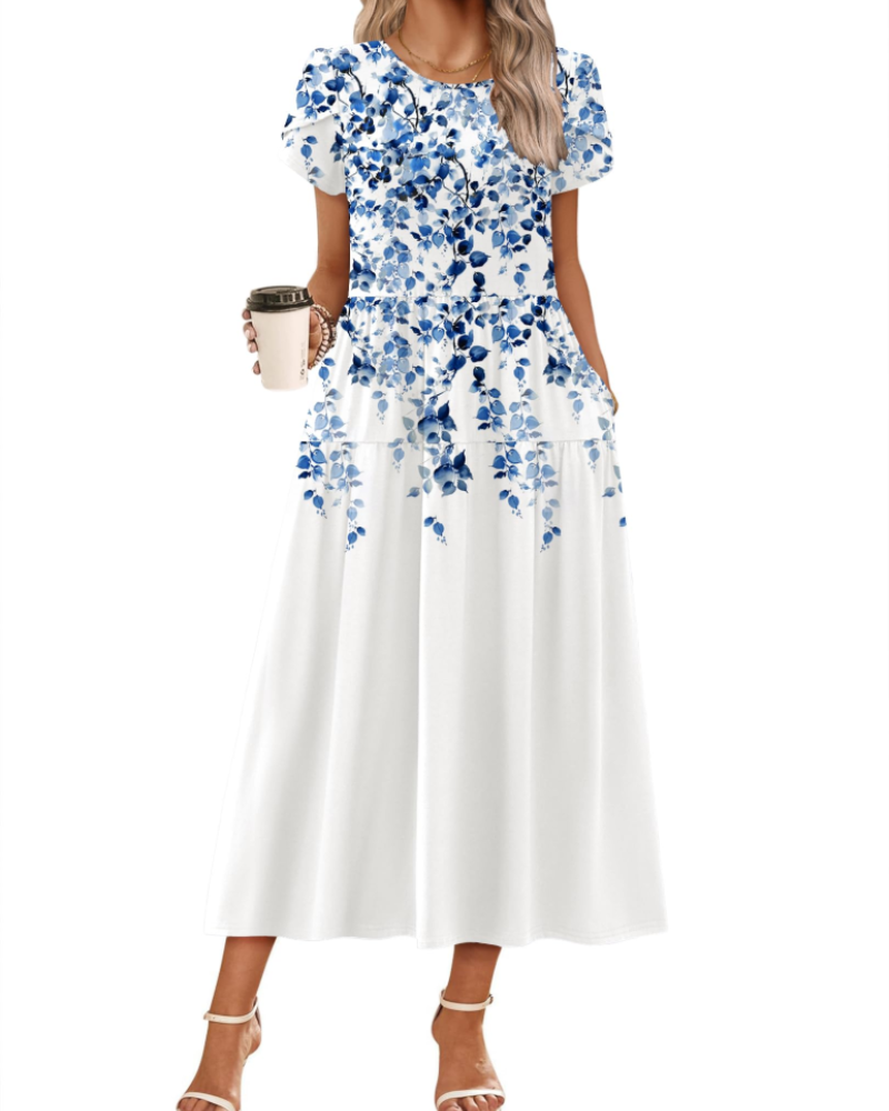 Vestido Maxi Bohemio Olivia para Mujer – Vestido Largo Floral Corte A con Bolsillos
