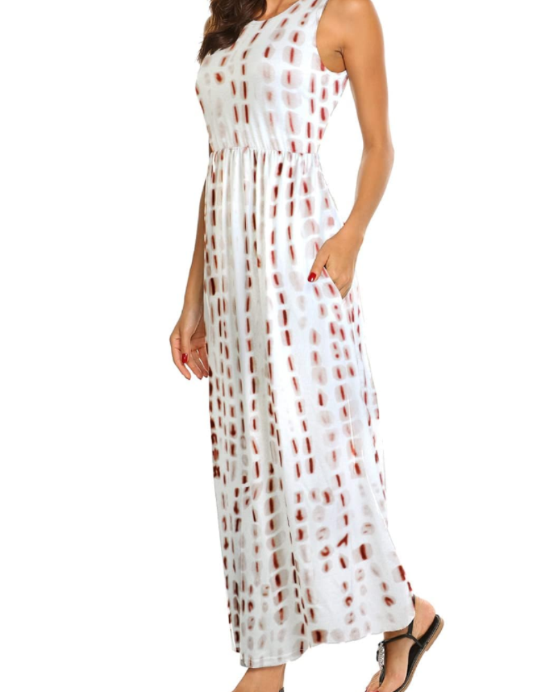 Lily Maxi Kjole til Kvinder Sommer – Boheme Tanktop med Elastisk Talje og Lommer