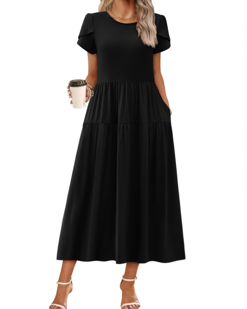 Vestido Maxi Bohemio Olivia para Mujer – Vestido Largo Floral Corte A con Bolsillos