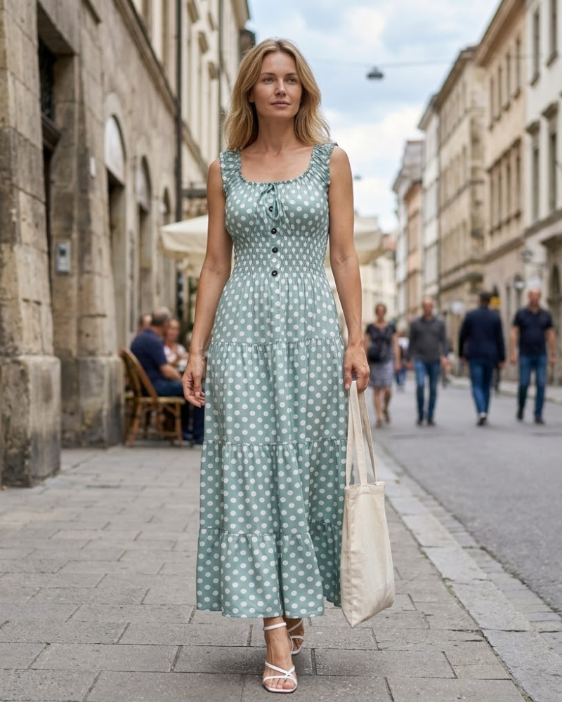 Lina Robe Maxi Bohème Femme – Robe Longue Fluide Imprimé Floral Été Élégante