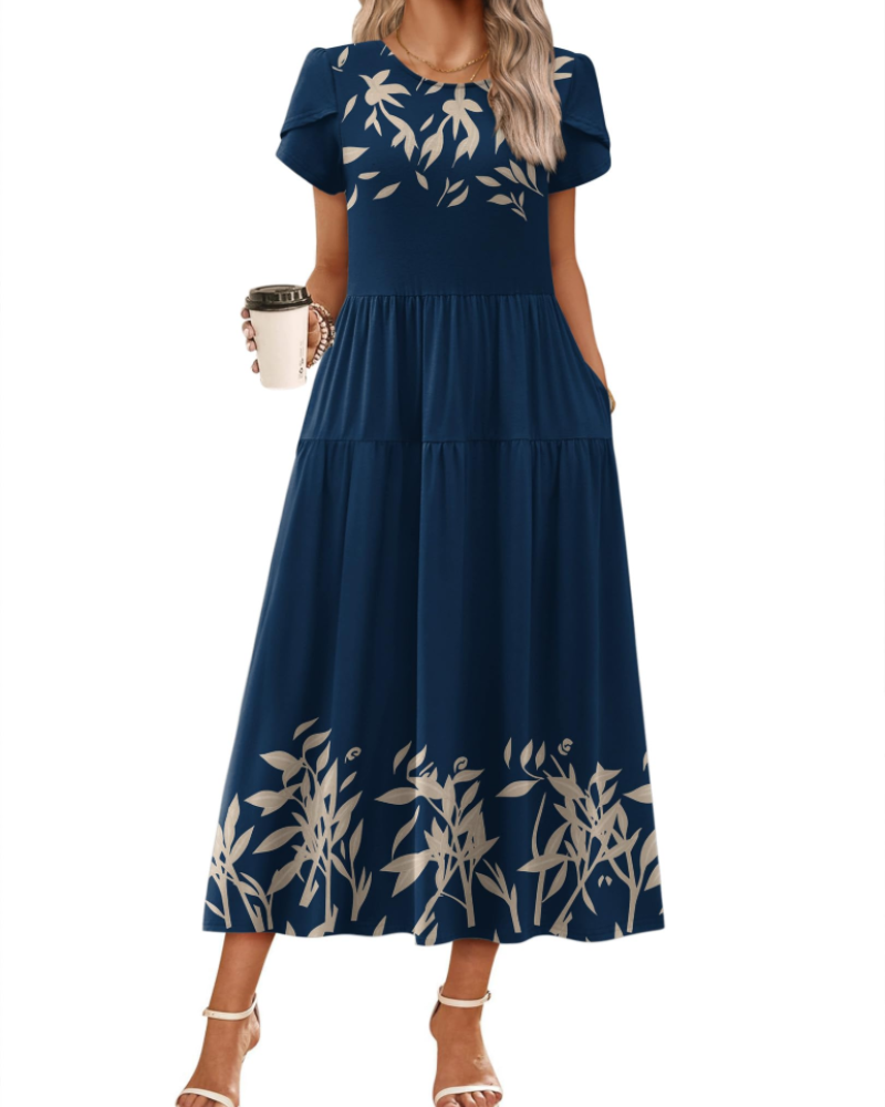 Vestido Maxi Bohemio Olivia para Mujer – Vestido Largo Floral Corte A con Bolsillos