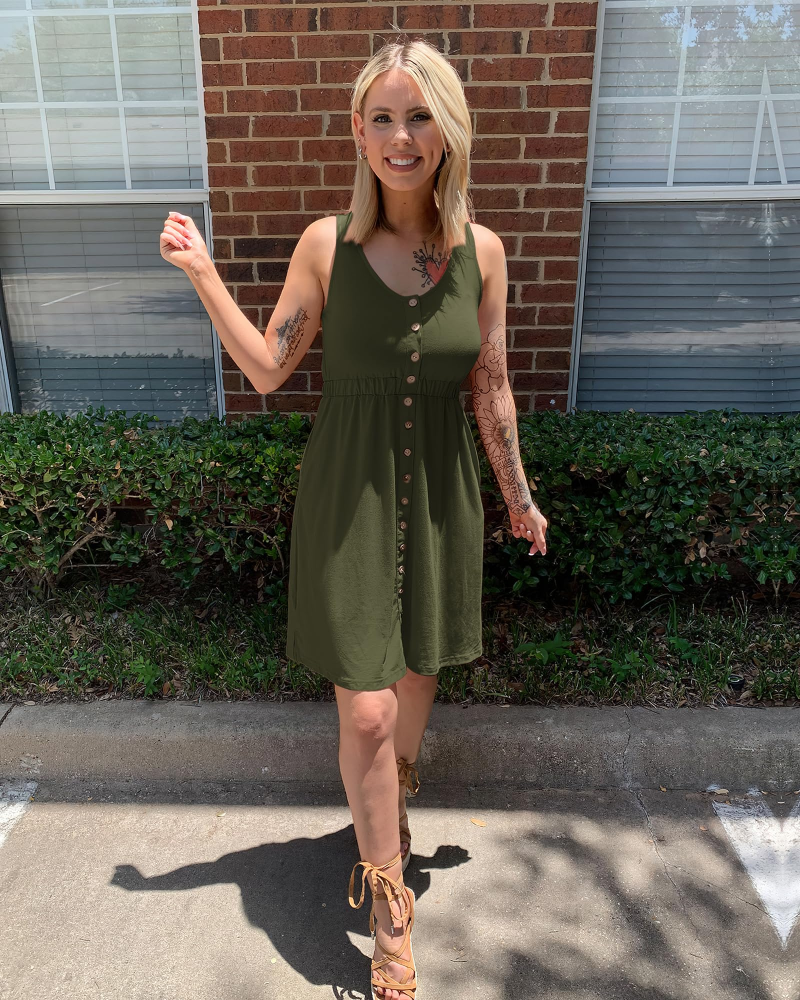 Vestido Sophie para mujer sin mangas – vestido corto acanalado con volantes y cintura alta