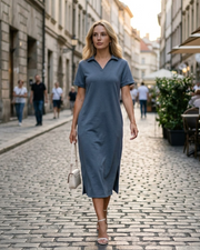 Claire Maxi Polo Kjole til Kvinder – Elegant Kjole uden Folder med Lommer, Komfortabel til Sommer