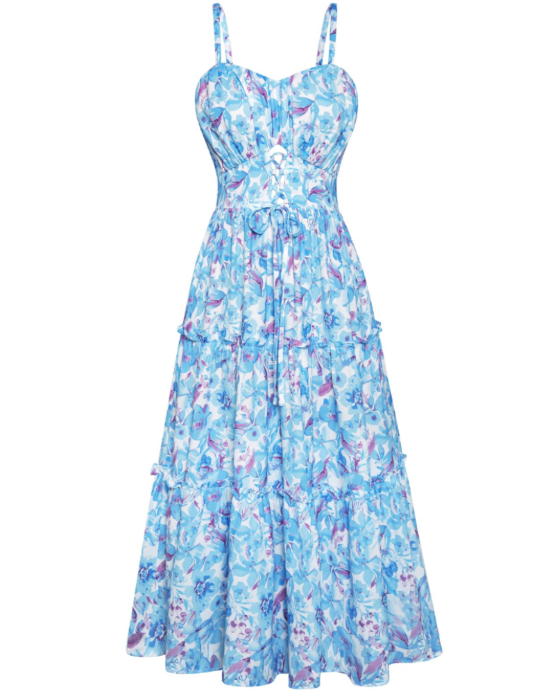 Kayla Robe Midi Femme Été – Florale Bretelles Réglables & Poches