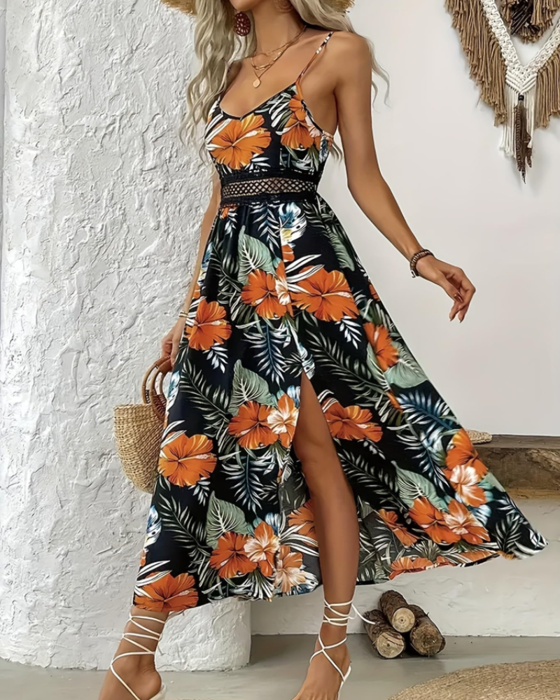 Dámské maxi šaty Aria Robe Maxi Fleurie – dlouhé letní šaty s tenkými nastavitelnými ramínky