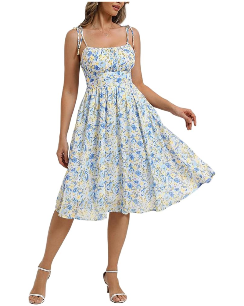 Valentina Vintage Jurk voor Dames – A-lijn Kraag met Vierkante Hals en Zakjes