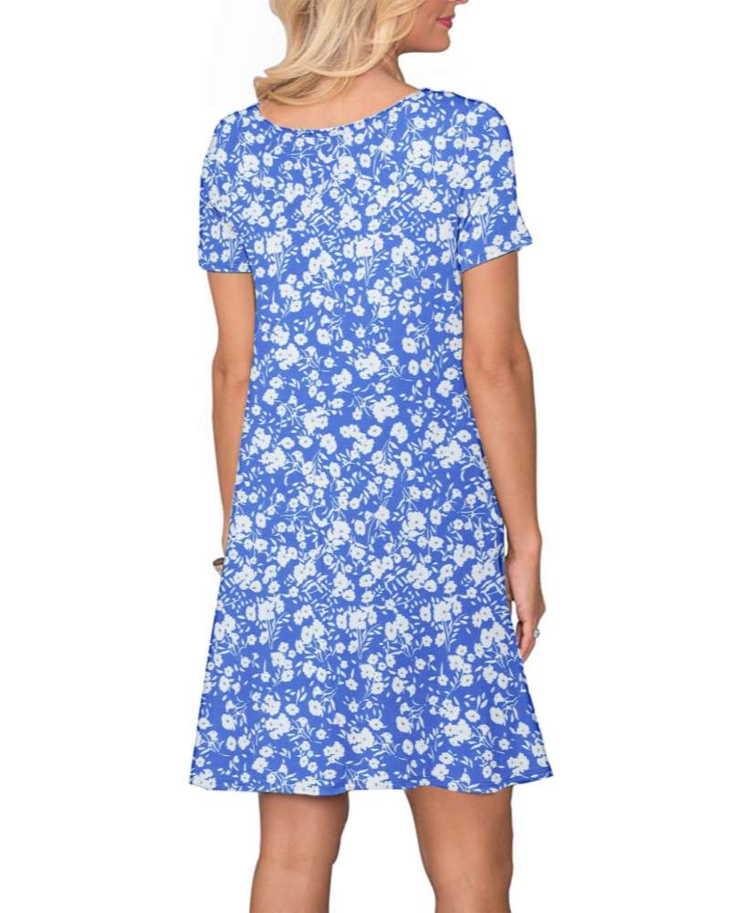 Mabel Robe T-Shirt Femme Été – Col Rond Manches Courtes & Poches