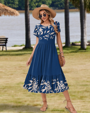 Emily Midikleid für Damen mit Volants – Sommerkleid mit ausgestelltem Schnitt, hoher Taille und Taschen