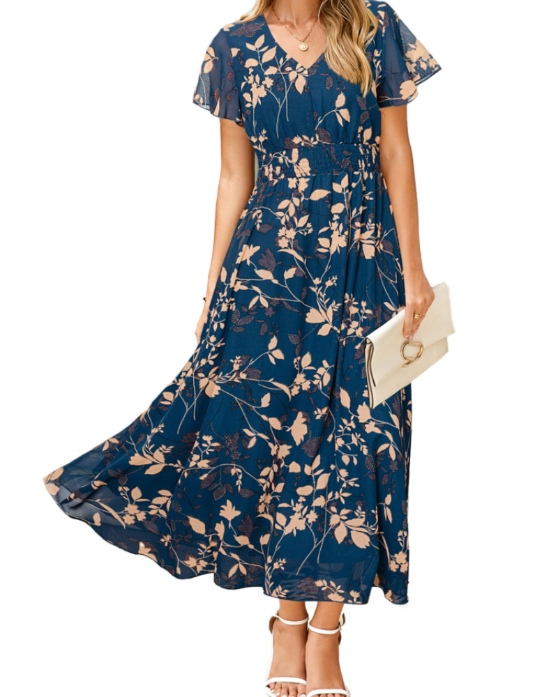 Vestido Isabella Fleurie para Mulher – Vestido Boémio Midi Longo Elegante com Decote em V