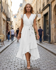 Abito Bohemien Luna da Donna – Abito Lungo Fluido con Scollo a V e Maniche Volantate