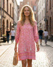 Léa Dámské Bohémské Šaty – Květované Šaty s 3/4 Rukávy, Volný Střih, Elegantní Letní