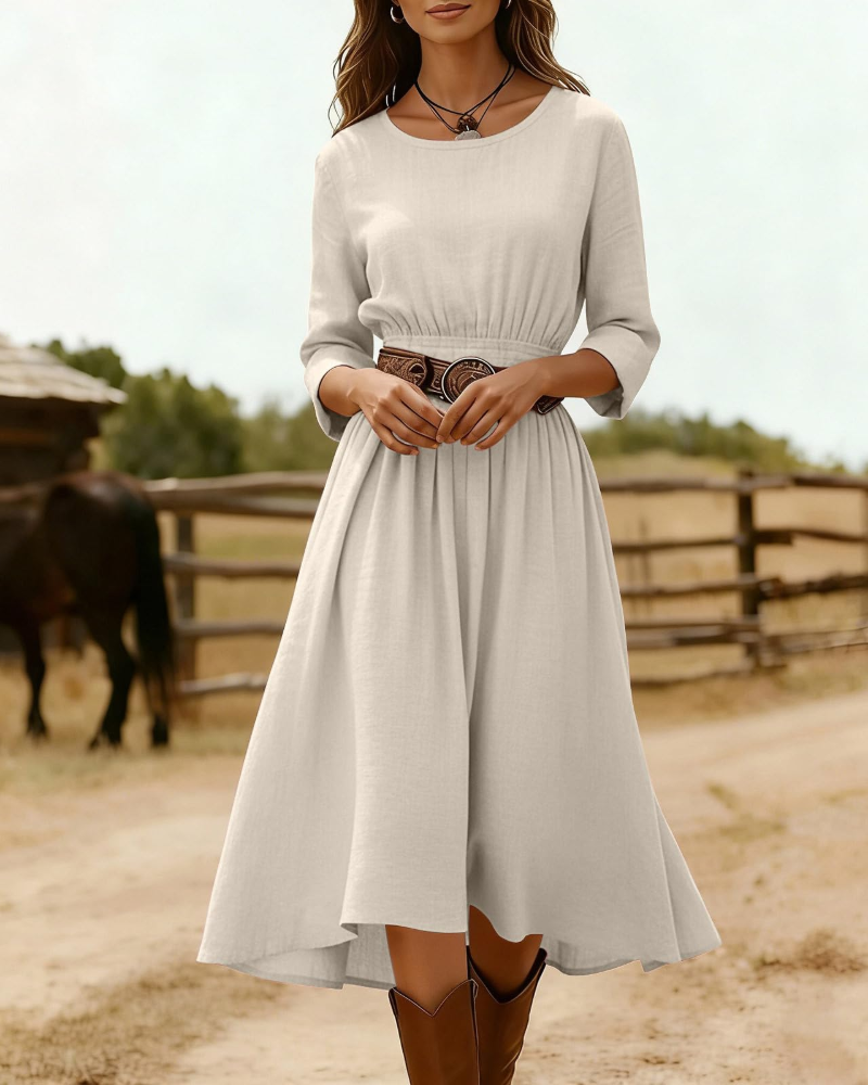 Sadie Robe Longue Femme Été – Lin Coton Col V Boutons & Poche