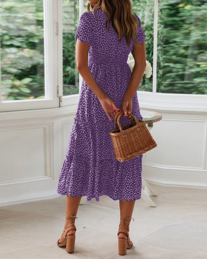 Aria Robe Midi Femme Été – Fleurie Col Carré Manches Volantées