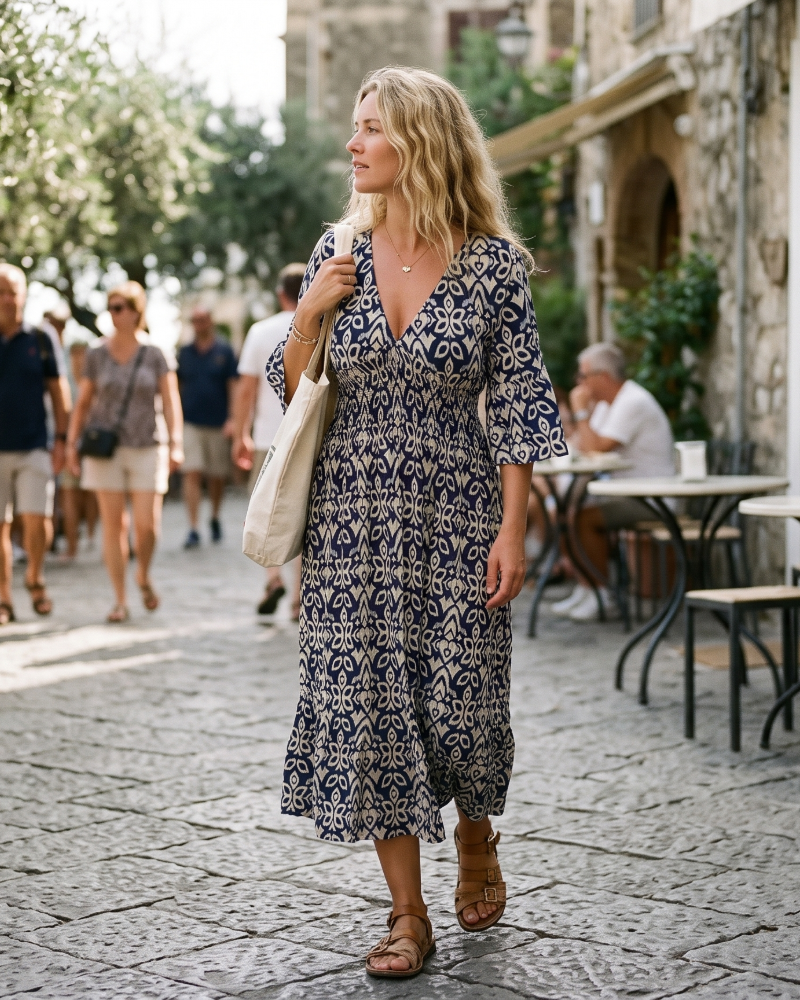 Valerie Blum geblümtes Kleid für Damen – Sommerkleid mit V-Ausschnitt, hoher Taille und Schlitz