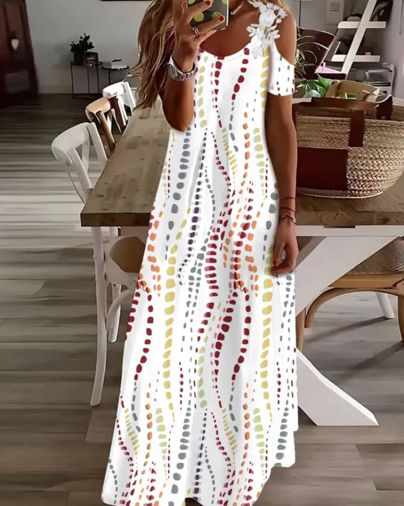 Annalise Robe Fleurie Femme – Robe Épaules Dénudées Col V Fluide d'Été