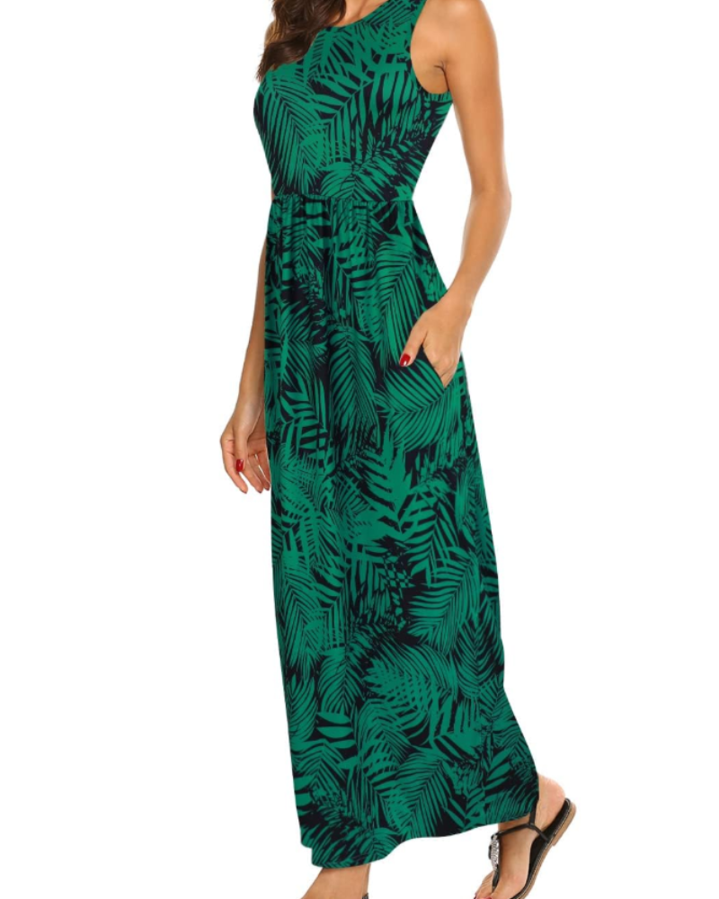 Lily Maxi Kjole til Kvinder Sommer – Boheme Tanktop med Elastisk Talje og Lommer