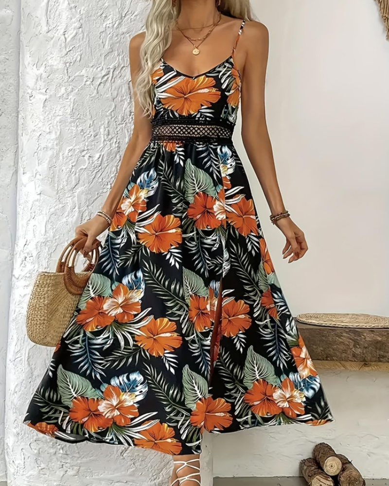 Dámské maxi šaty Aria Robe Maxi Fleurie – dlouhé letní šaty s tenkými nastavitelnými ramínky