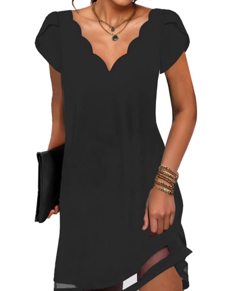 Natalia Mini-Kleid für Damen – Bedrucktes V-Ausschnitt-Kleid mit kurzen Ärmeln für den Sommer