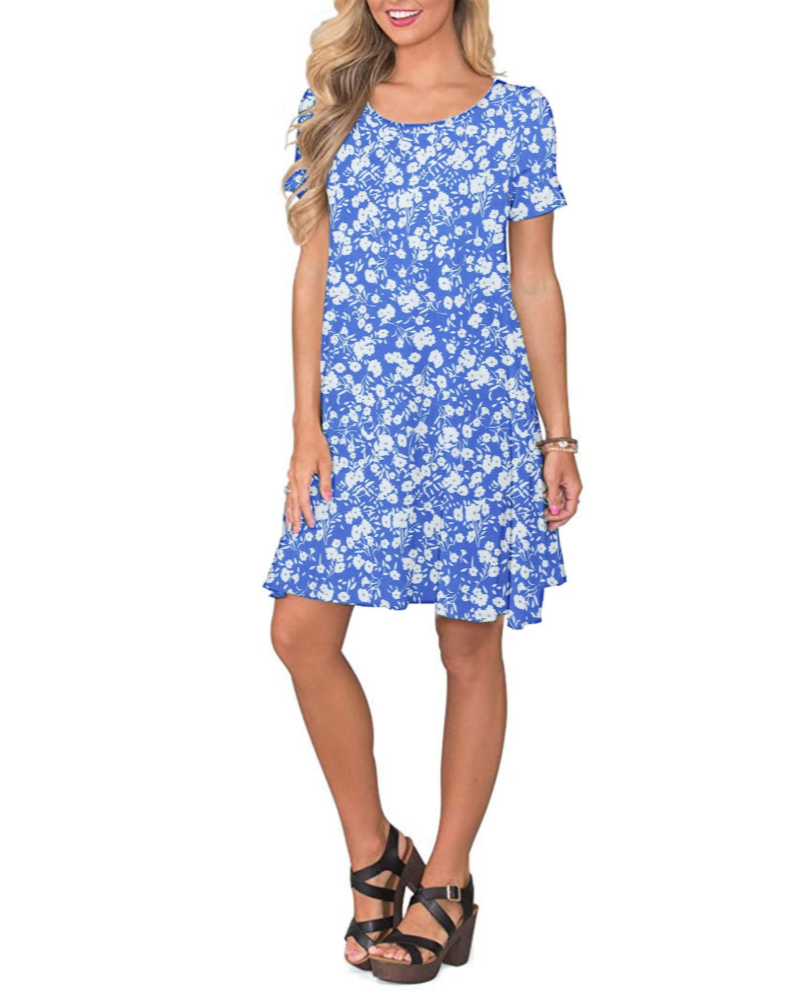 Mabel Robe T-Shirt Femme Été – Col Rond Manches Courtes & Poches