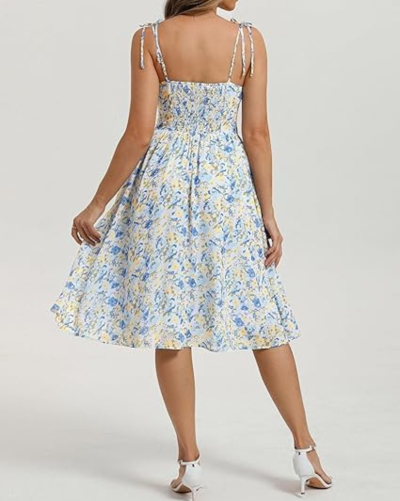 Valentina Vintage Jurk voor Dames – A-lijn Kraag met Vierkante Hals en Zakjes