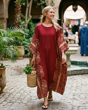 Isadora Kaftan Bohème Mujer – Vestido de Playa Oversize Bordado Estilo Resort
