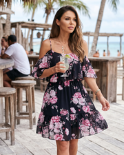 Evelyn Mini Floral Dress for Women – Summer Off-Shoulder Dress with Ruffles