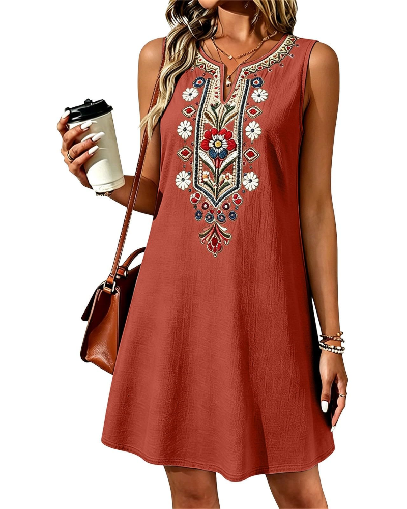 Vestido Longo Feminino de Verão Rachel – Linho Algodão Sem Mangas e com Bolsos