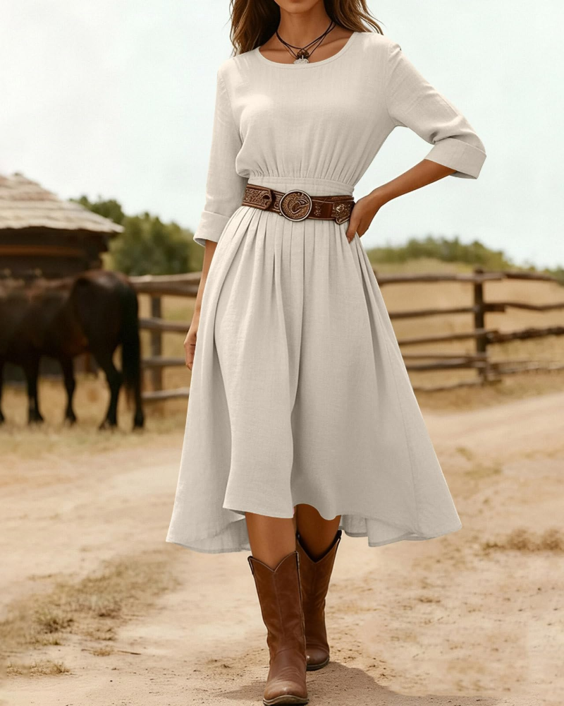 Sadie Robe Longue Femme Été – Lin Coton Col V Boutons & Poche