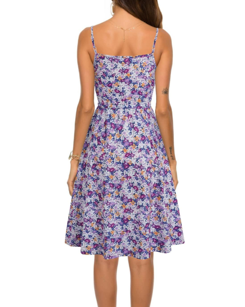 Maris Robe d'Été Femme – Robe Mini Col V à Bretelles Fines Fluide