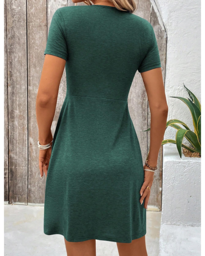 Vestido Mini Camryn para Mujer – Vestido de Verano con Escote en V, Cintura Alta y Corte Acampanado Elegante