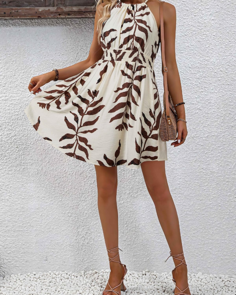 Savannah Blumenkleid für Damen – Kurzes ausgestelltes Kleid mit Neckholder und Taschen für den Sommer