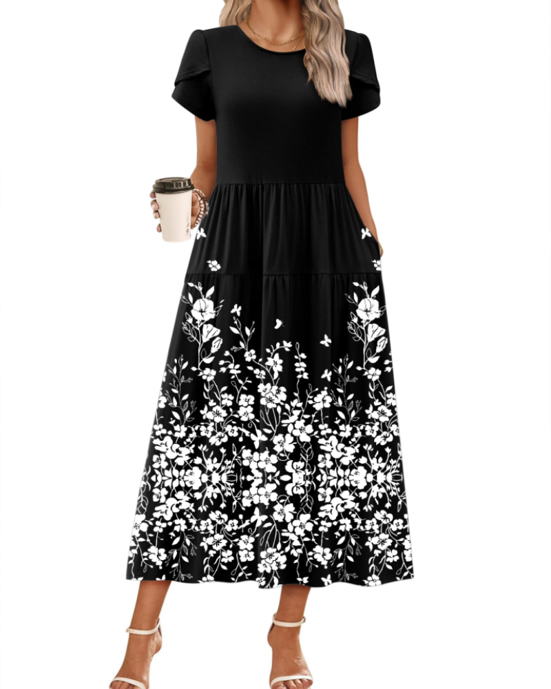 Vestido Maxi Bohemio Olivia para Mujer – Vestido Largo Floral Corte A con Bolsillos