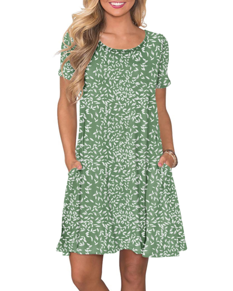 Mabel Robe T-Shirt Femme Été – Col Rond Manches Courtes & Poches