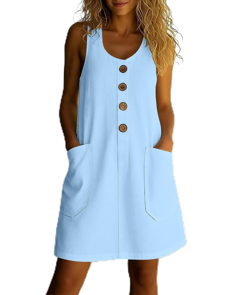 Vestido de Verão Emily para Mulher – Algodão, Decote Redondo, Sem Mangas, Corte A-Line