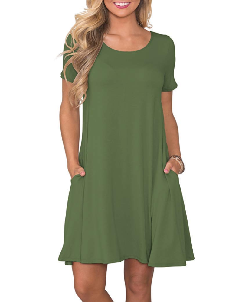 Mabel Robe T-Shirt Femme Été – Col Rond Manches Courtes & Poches