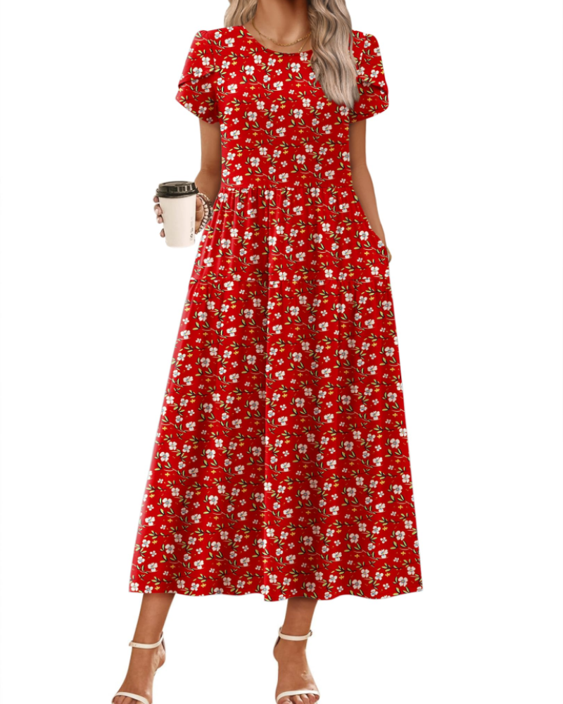Vestido Maxi Bohemio Olivia para Mujer – Vestido Largo Floral Corte A con Bolsillos