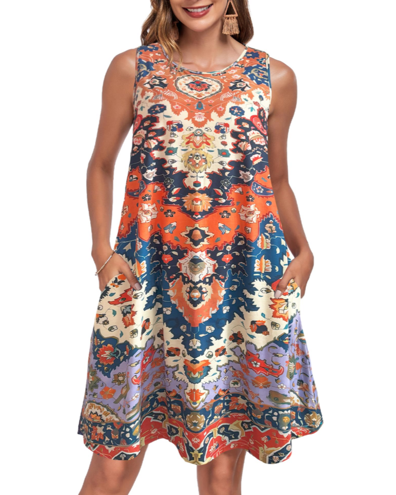 Ruby Robe Zomer Dames – A-lijn Snit, Zakjes & Rekbare Stof