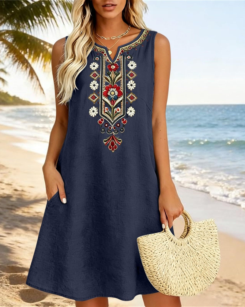 Vestido Longo Feminino de Verão Rachel – Linho Algodão Sem Mangas e com Bolsos