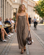 Vestido Maxi Luna Mulher – Vestido de Verão Costas Nuas com Alças Ajustáveis Estilo Linho Fluido
