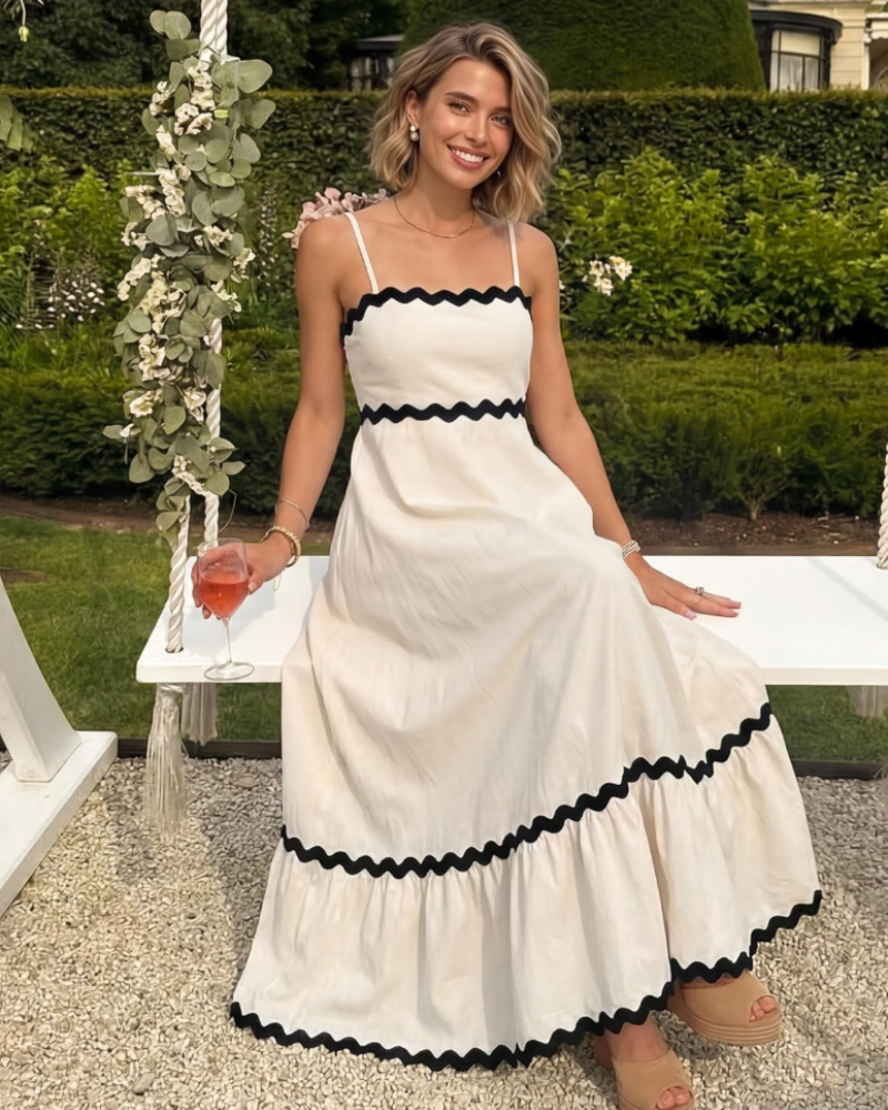 Ella Midi šaty pro ženy – šaty s odhalenými zády, tenkými ramínky, pružné, lehké, elegantní letní