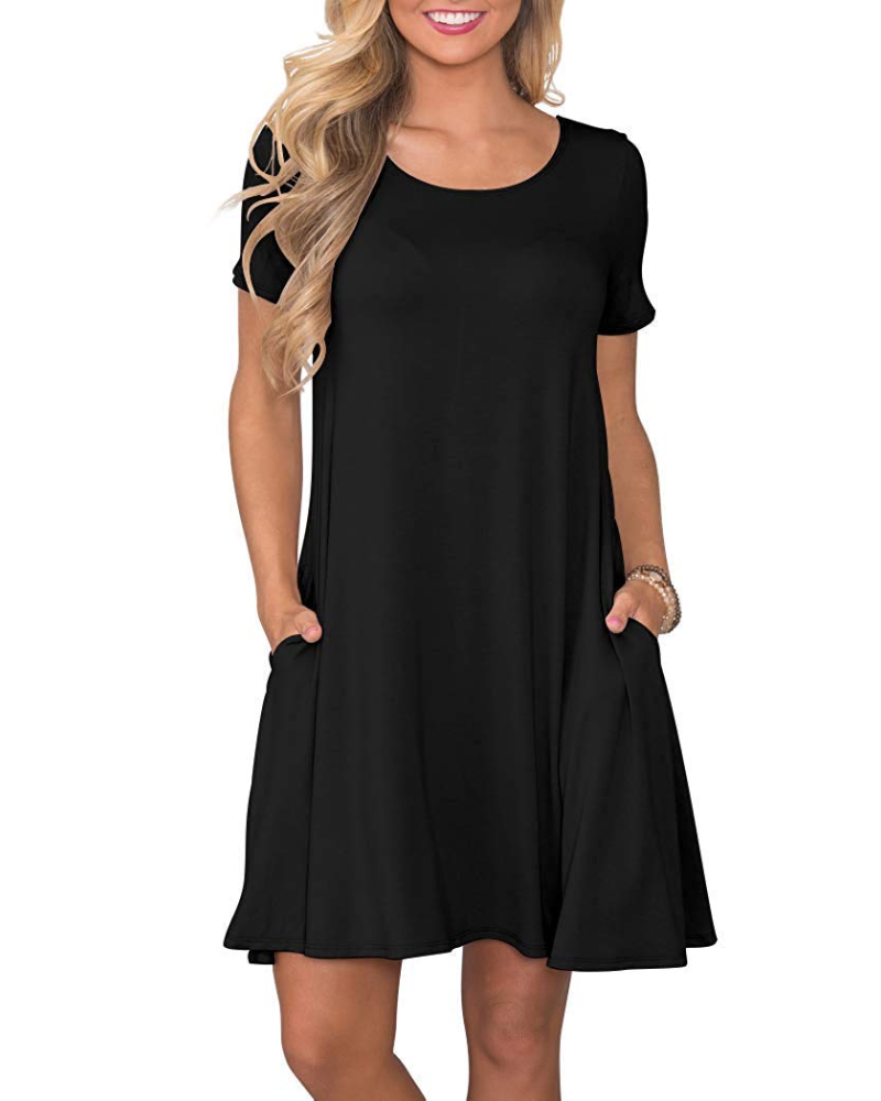 Mabel Robe T-Shirt Femme Été – Col Rond Manches Courtes & Poches
