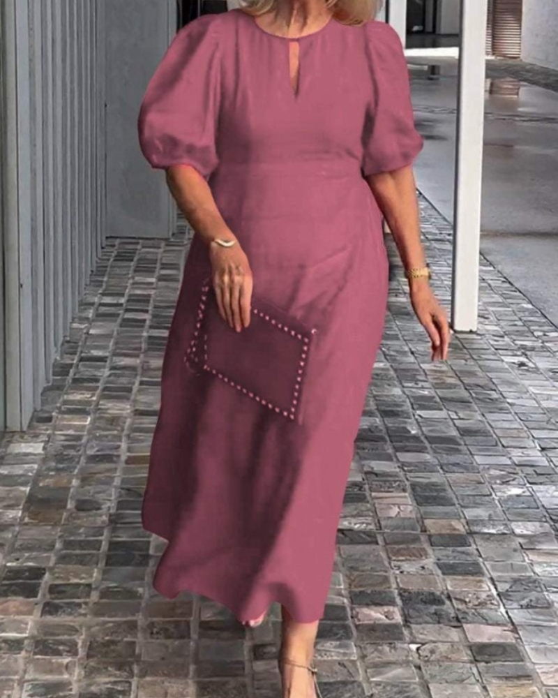 Vestido Midi Rosenda para Mujer – Vestido Elegante Fluido con Mangas Tres Cuartos y Estilo Chic