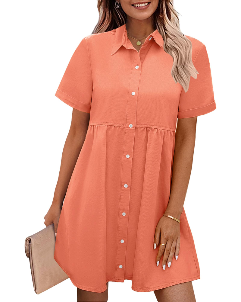 Vestido Camisón Emma para Mujer en Denim – Vestido Babydoll Abotonado con Volantes Superpuestos