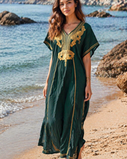 Solea Dámský Kaftan – Vyšívané Lehoučké Bohémské Plážové Šaty ve Velikosti Plus Letní Překrytí