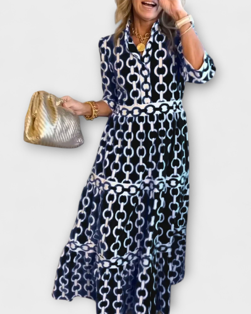 Juliette Midikleid für Damen – Kleid mit Kettenmuster, Eleganter Schnitt & Moderner Stil