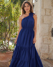 Avira Robe Femme – Robe Maxi Asymétrique Fleurie One Shoulder, Coupe Fluide Bohème Été