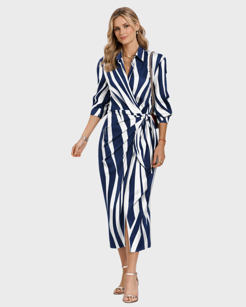 Rylee Robe Femme Midi Pruhované – Elegantní Volný Střih & Lehká Prodyšná Tkanina