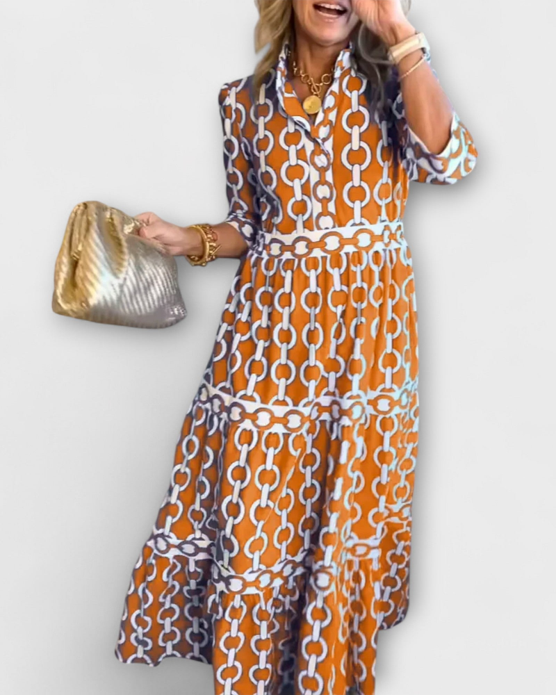Juliette Midikleid für Damen – Kleid mit Kettenmuster, Eleganter Schnitt & Moderner Stil